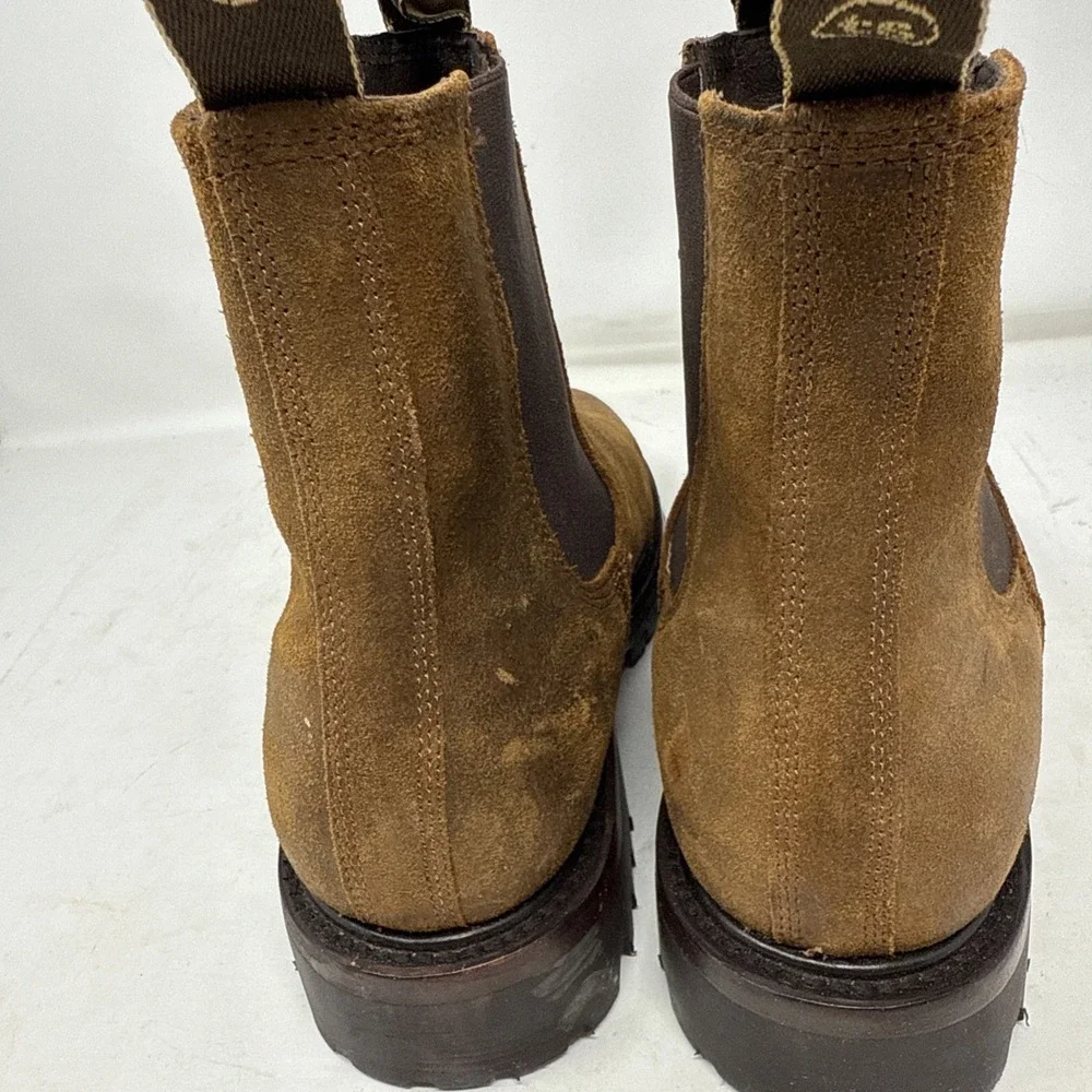 Men 10.5 Taylor Stitch Ranch Boot Redwood Waxed Suede Chelsea Ankle Vibram Brown